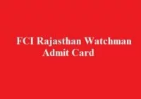 FCI Admit Card 2017 Rajasthan