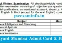 Naval Dockyard Mumbai Admit Card
